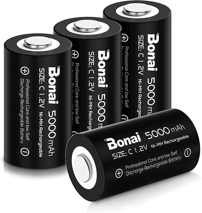 Rechargeable C Cell NiMH Batteries, 5000maAh